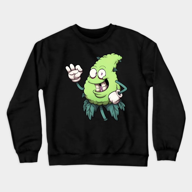 Weed Bud Character Plant Crewneck Sweatshirt by TheMaskedTooner